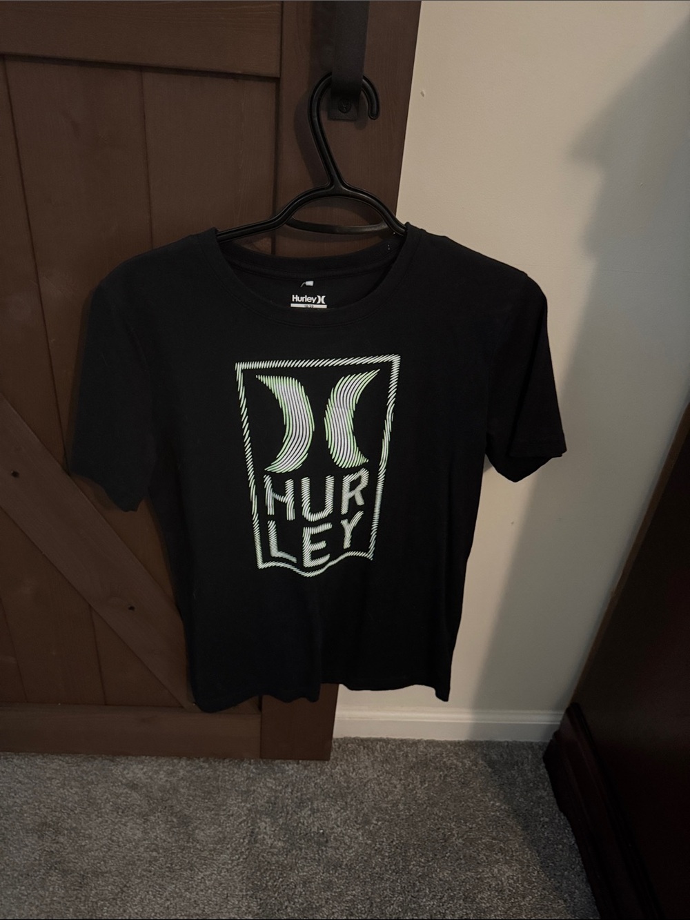 Hurley Black Short Sleeve Tee with Mint Logo